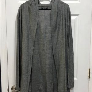Grey 100% cotton long length cardigan.